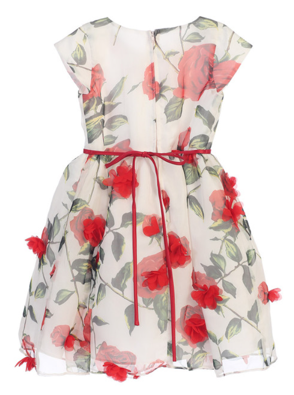 SK672 - White Rose Chiffon w/ Petal Skirt Dress