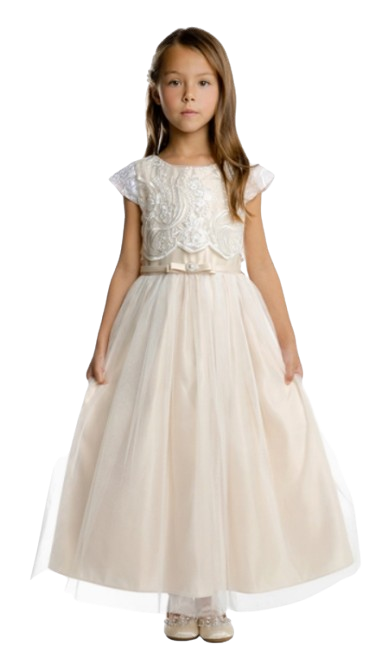 SK947A - Crop Top de Encaje con Largo hasta el Tobillo de Satén y Tul