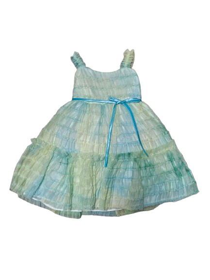 SKB244G - Tie Dye Ruffle Mesh Baby Girl Dress