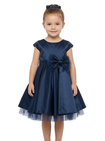 SKB711CNB - Full Pleated Satin w/ Oversized Bow
