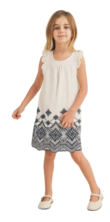 TD1272IV - Frill Slv Embroidery Aline