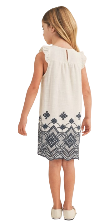 TD1272IV - Frill Slv Embroidery Aline