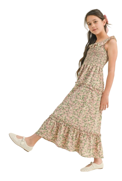 KD2704FL - Ruffle Smocked Maxi Dress