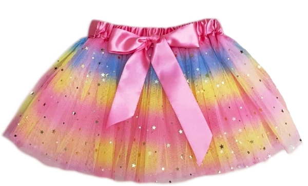TT035RB - Rainbow Shiny Star Tulle Tutu Skirt