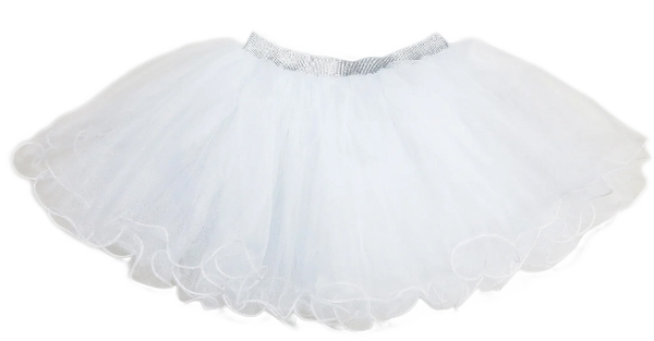 TT115W - Silver Elastic White Tutu Skirt