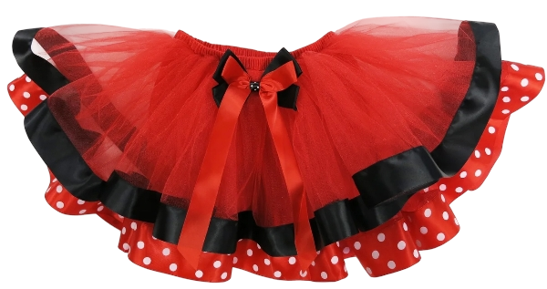 TT127R - Red Black Minnie Polka dot Ribbon Tutu Skirt