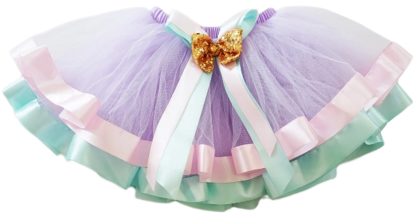 TT133LV - Unicorn Colors Gold Sequin Bow Tutu Skirt
