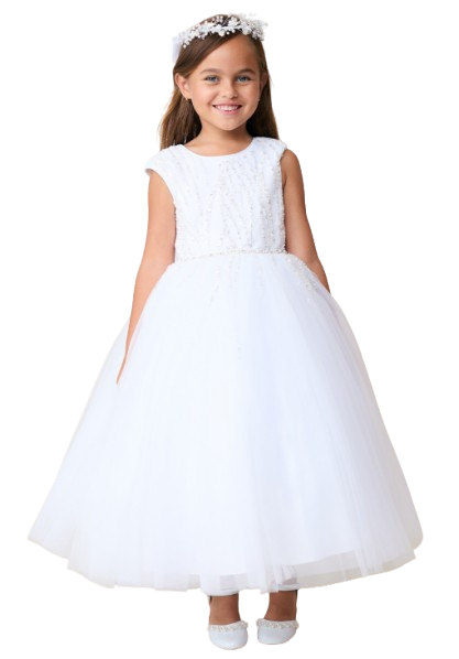 TTK5875 - Cascading Sequin with Rhinestone Belt and Tulle Skirt