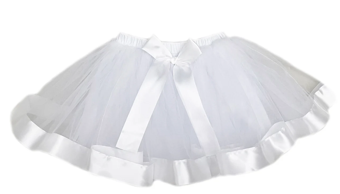 TT112W - White Tutu with Ribbon