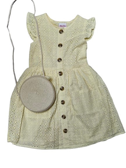 LLY1 - Yellow Dress with Straw Purse