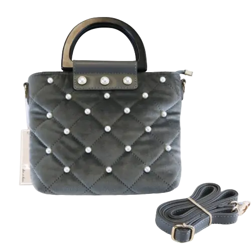 B1221 - Doe A Deer Pearls Quilted Velvet Bag Cadiz Boutique, Inc.