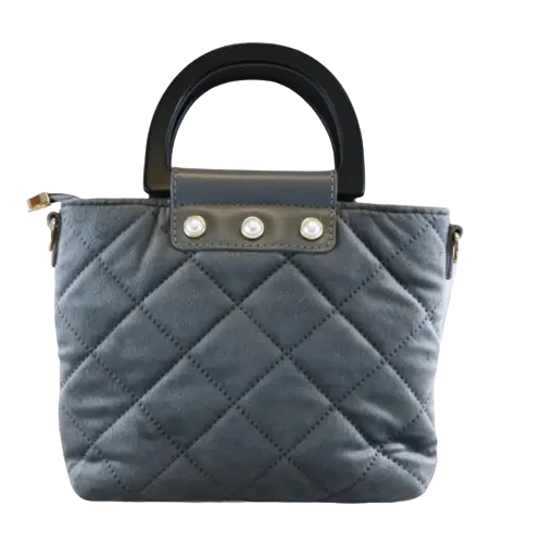 B1221 - Doe A Deer Pearls Quilted Velvet Bag Cadiz Boutique, Inc.