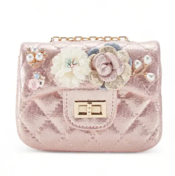 B1236SS - Doe A Deer Floral Shiny Quilted Purse Cadiz Boutique, Inc.