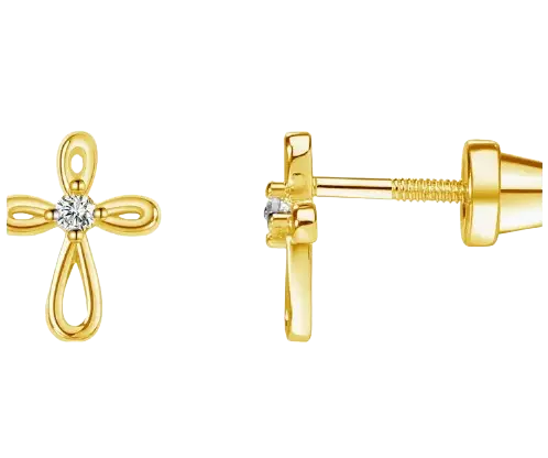 GPE-219 - Cherished Moments 14K Gold-Plated Cross Earrings Cadiz Boutique, Inc.
