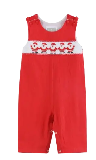 CA56765 - Lil Cactus Red Santa Smocked Overalls Cadiz Boutique, Inc.