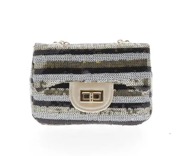 DOD9551 - Doe A Deer Stripe Sequin Crossbody Purse Cadiz Boutique, Inc.