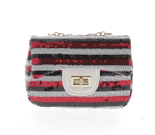 DOD9551 - Doe A Deer Stripe Sequin Crossbody Purse Cadiz Boutique, Inc.