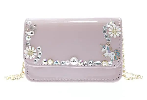 Patent crossbody purse with Charms Cadiz Boutique