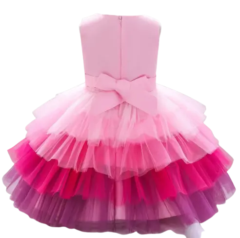 SH123- Toddler Girls Bow Front Ombre Layered Gown Dress Cadiz Boutique, Inc.