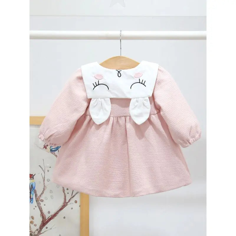 Spanish Style Baby Girl Bunny Pattern Long-sleeved Blouse Infant Easter Top - Pink Cadiz Boutique