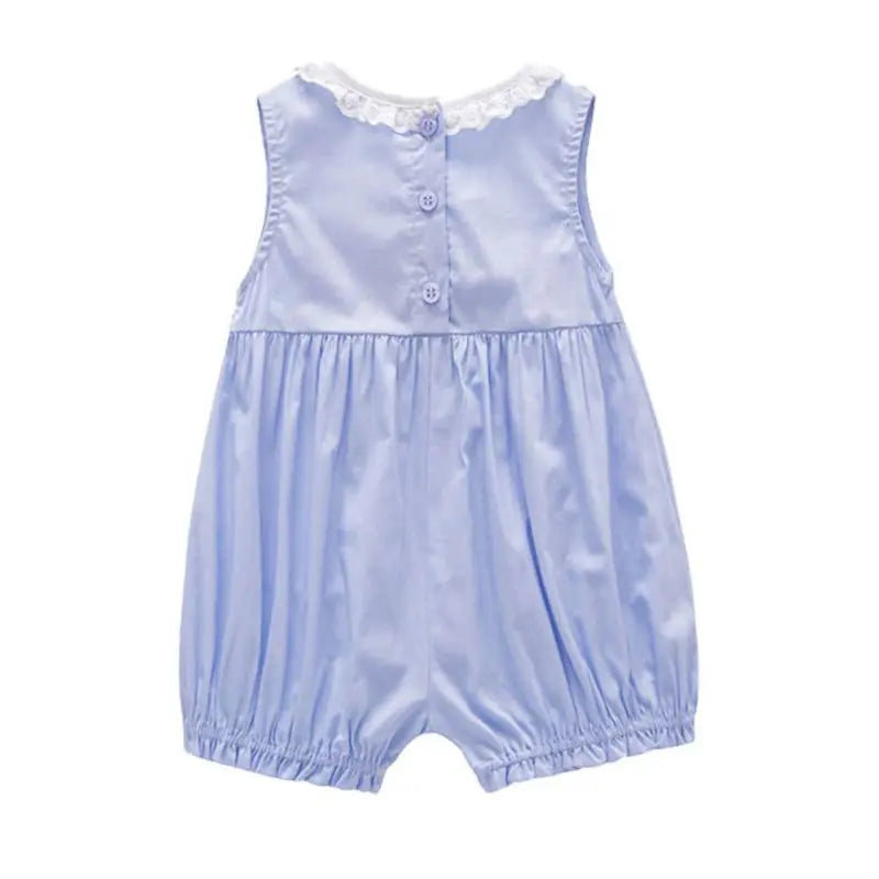 Bow Detail Frill Trim Tank Romper Blue Cadiz Boutique