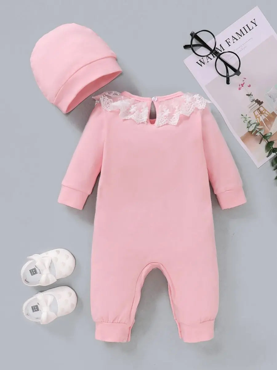 Embroidered Flowers Pink Jumpsuit And Hat Cadiz Boutique