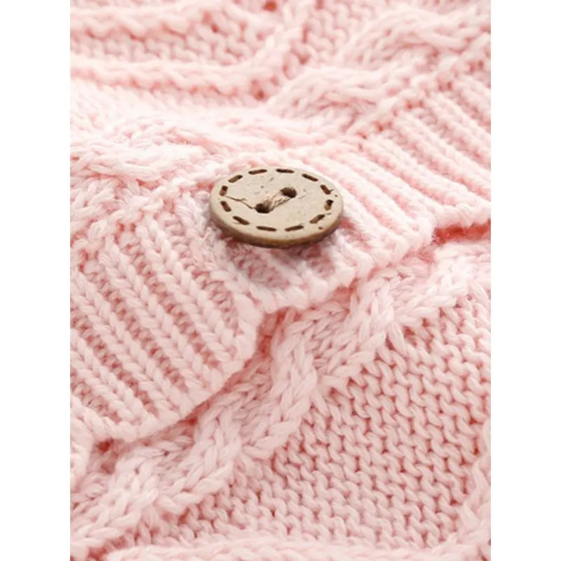 2 Pieces Baby Girl Flowers Knit Jumpsuit With Hat In Pink Cadiz Boutique, Inc.