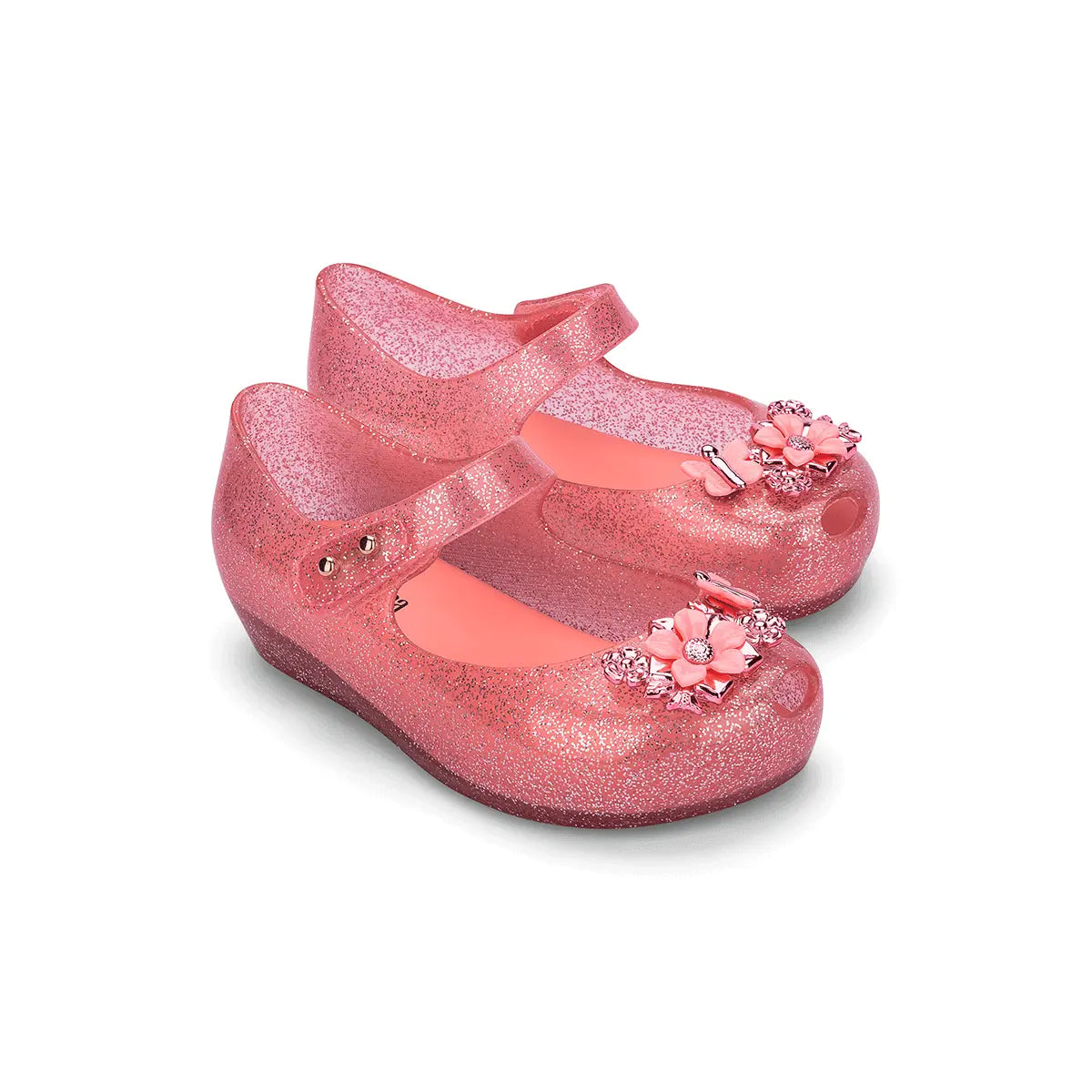 Mini Melissa - 33685 Ultragirl Chrome Flower Rosa Transparent Glitter Cadiz Boutique