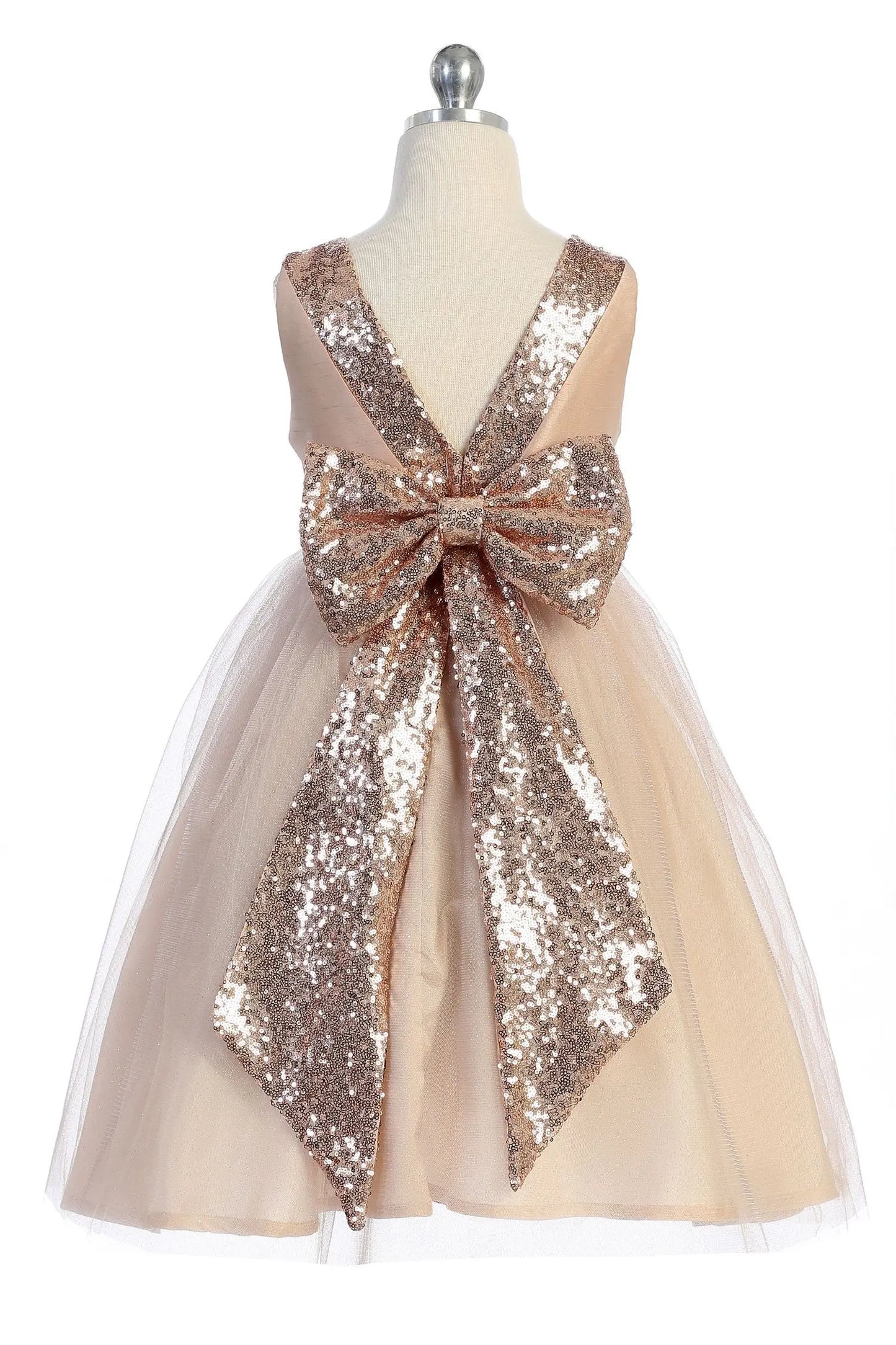 KD498RG - Rose Gold Sequin Back V Cadiz Boutique
