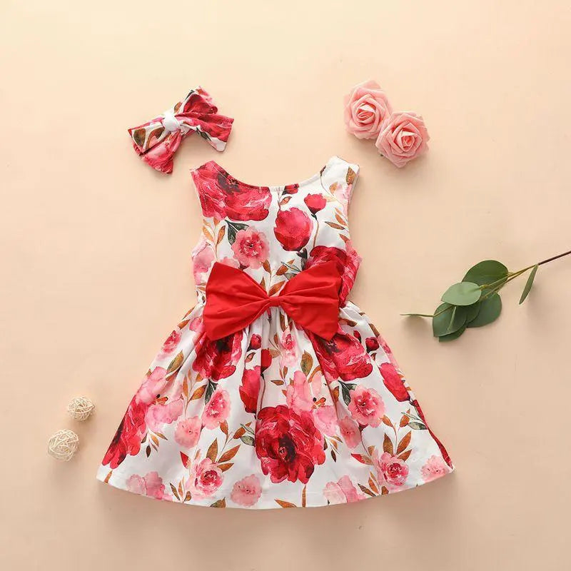 560990 - 2-piece Floral Printed Dress & Headband Cadiz Boutique