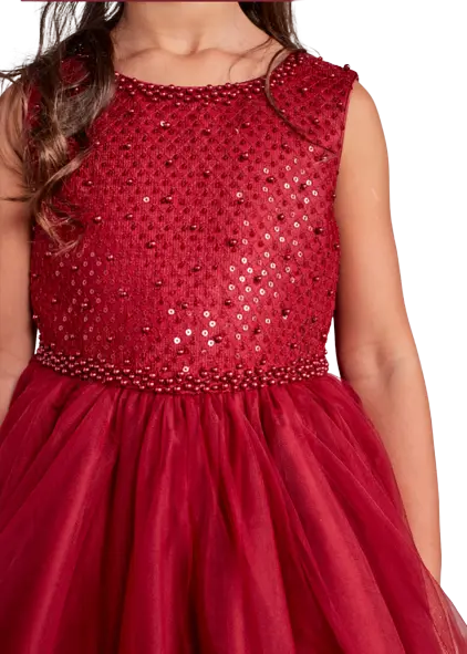 TT5752 - Sequin with Pearl Criss Cross Bodice with Tulle Cadiz Boutique, Inc.