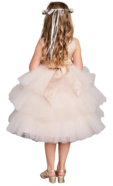 TT5790S - Metallic Glitter Bodice with a Layered Ruffle Tulle Skirt Cadiz Boutique, Inc.