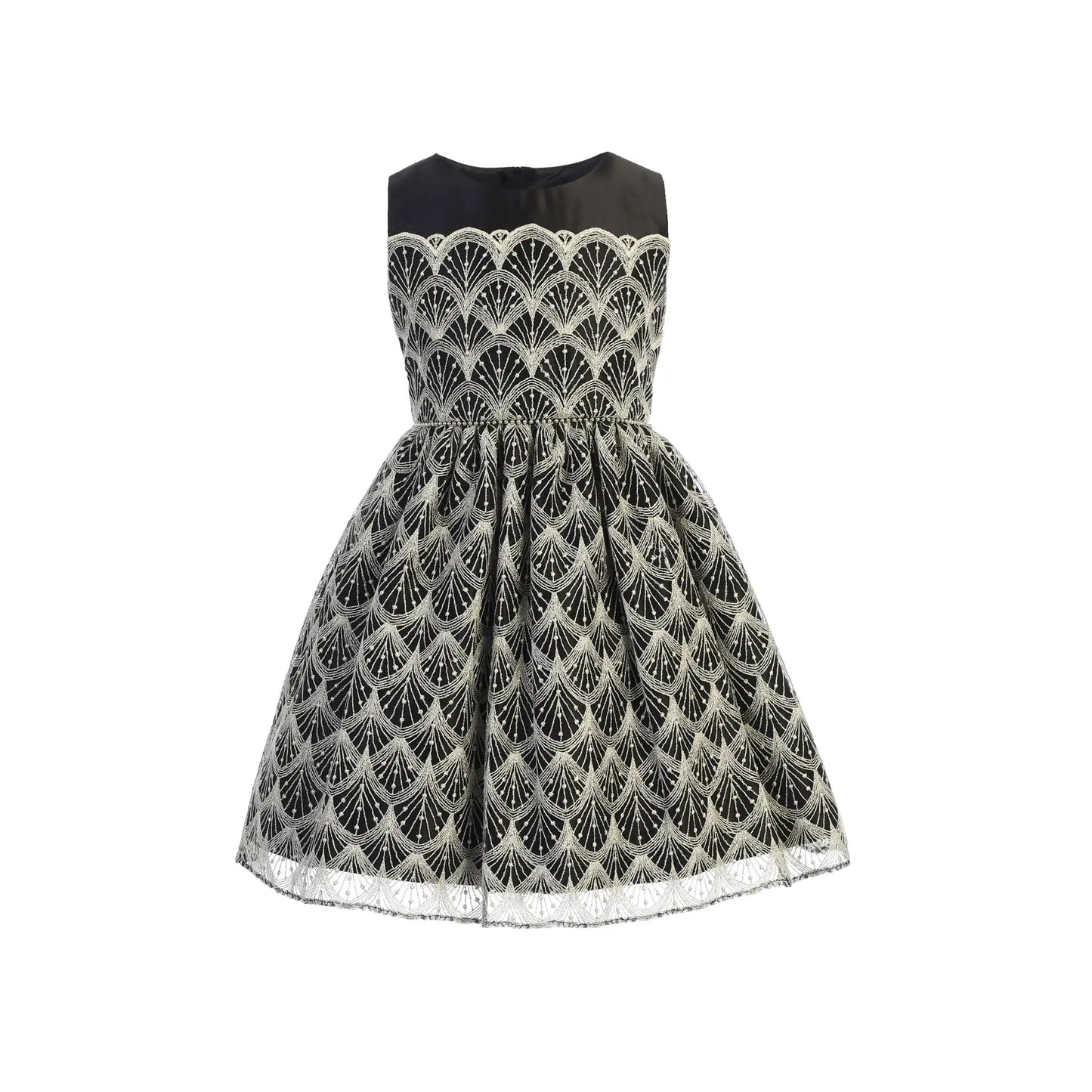 SK810 - Gold metallic fan embroidered lace with satin Cadiz Boutique, Inc.