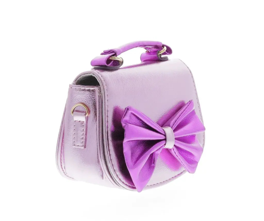 DOE628P - Big Bow Metallic Crossbody Horseshoe Purse - Lilac/Purple Cadiz Boutique, Inc.