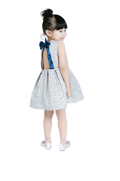 DOD82250 - Slvls Brocade Pleated Dress w/ Bow A- Back Cadiz Boutique, Inc.