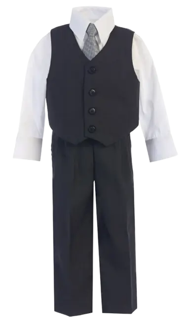 8570A - Lito 4-Piece Vest And Pant Set - Black Cadiz Boutique, Inc.