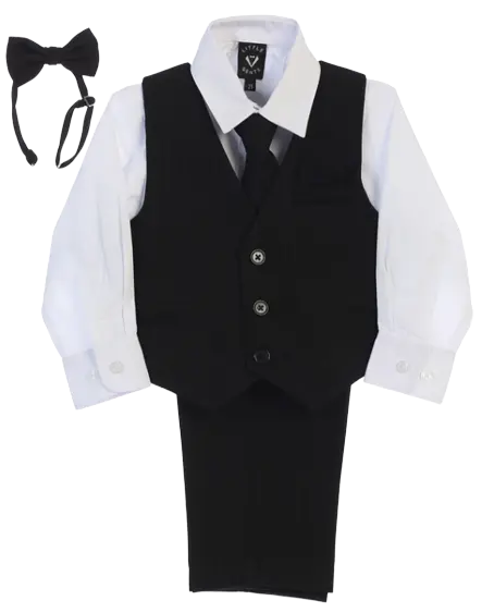 8571 - Lito 6-Piece Black Pin-Striped Vest & Pant Set Cadiz Boutique, Inc.
