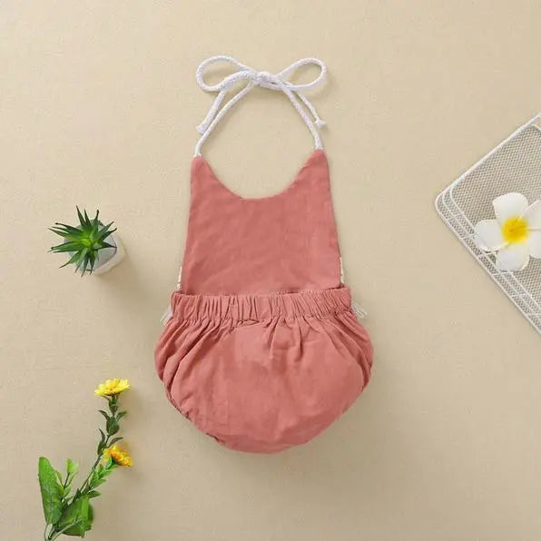 894521 - Baby Girl Solid Pattern Cotton Summer Bodysuit Cadiz Boutique, Inc.