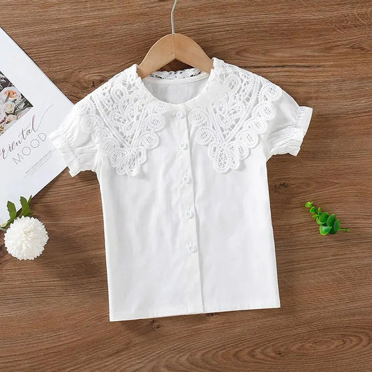 944169 - Toddler Girl Lace Collar Cotton Shirt Cadiz Boutique, Inc.