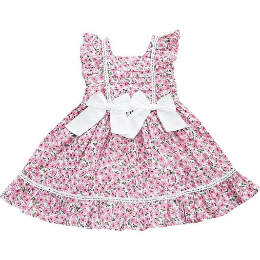 AKSF - Spring Summer Floral Bow Lace Woven Cotton Dress Cadiz Boutique, Inc.