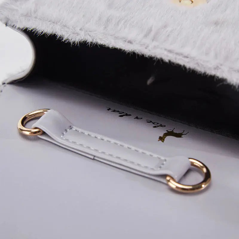 B1212G - Rhinestone Bow Furry Purse - Grey Cadiz Boutique, Inc.