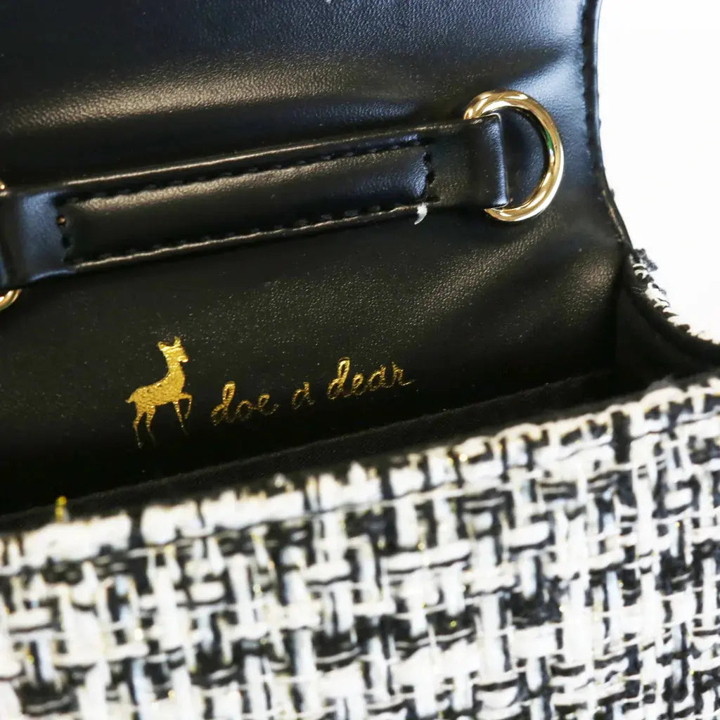 BB1281B - Floral & Perfume Tweed Purse - Black Cadiz Boutique, Inc.