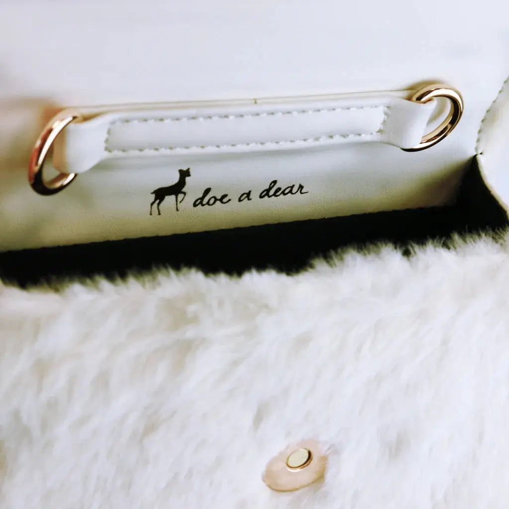 B1294A - Doe A Deer Bow & Floral Furry Purse - Beige Cadiz Boutique, Inc.