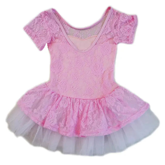 BD309P - Pink Lace Short Sleeve Ballet Dress Cadiz Boutique, Inc.