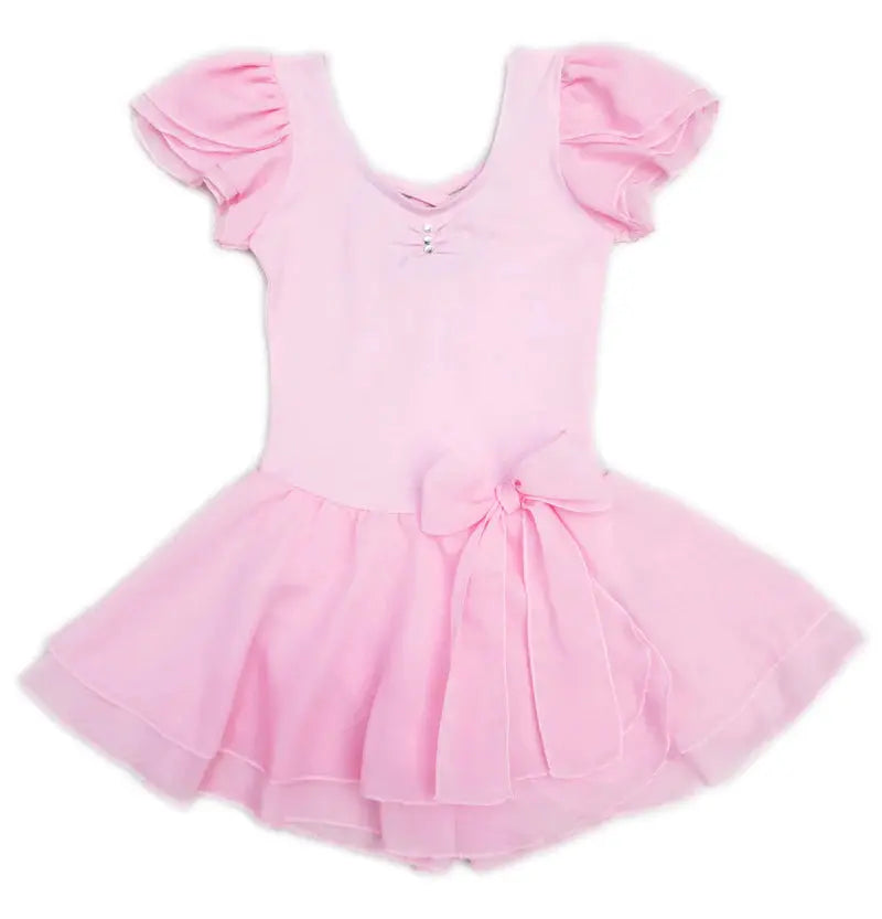 BD336P - Pink Chiffon Sleeve Bow Skirted Ballet Dress Cadiz Boutique, Inc. BD336P - Pink Chiffon Sleeve Bow Skirted Ballet Dress Cadiz Boutique, Inc.