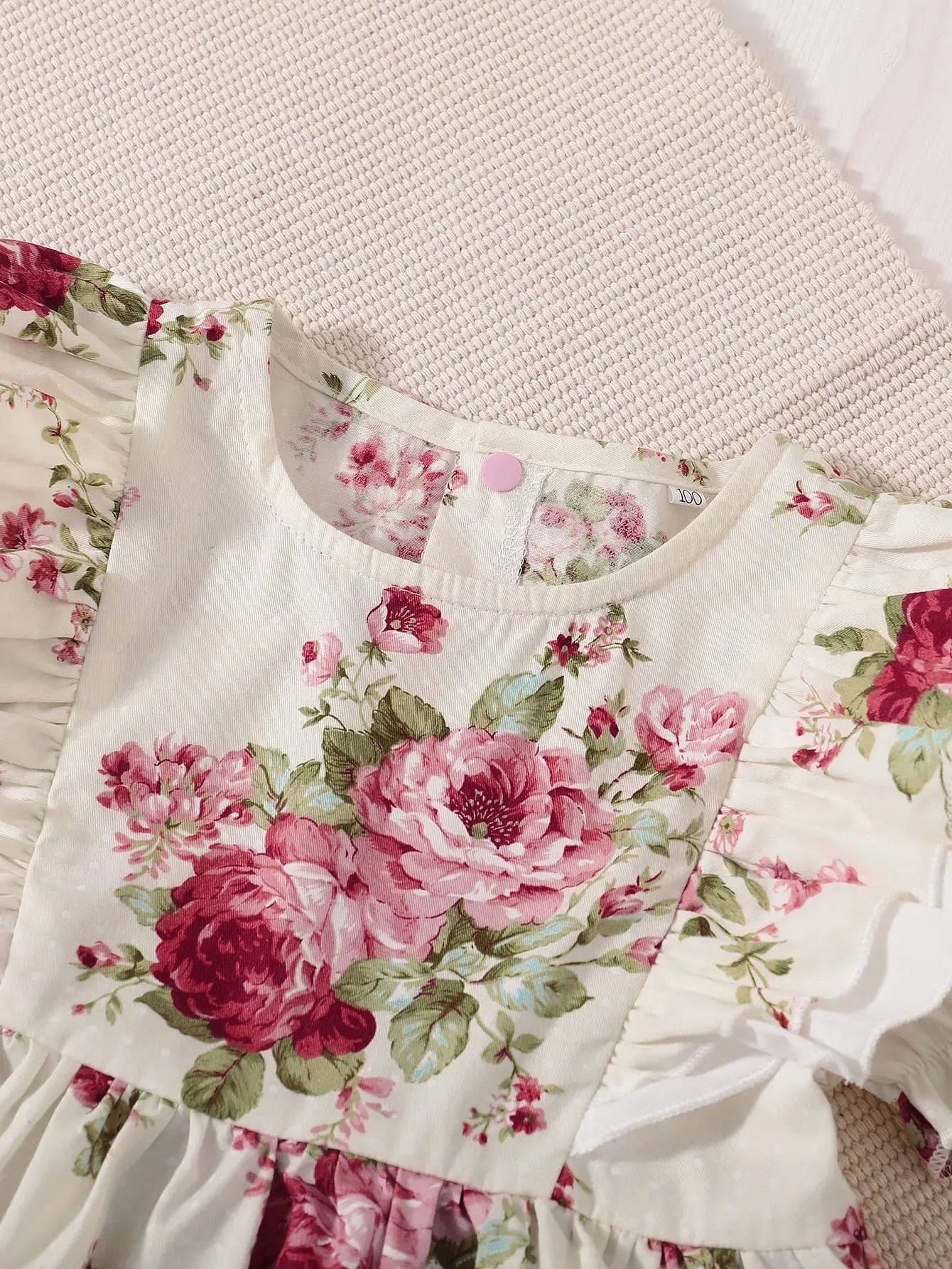 CH26 - Toddler Girls Lace Hem Floral Print Dress Cadiz Boutique, Inc.