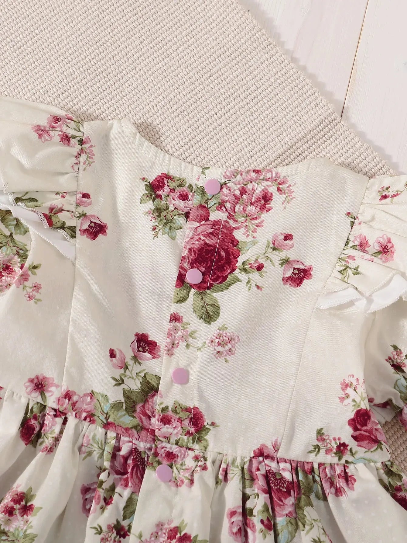CH26 - Toddler Girls Lace Hem Floral Print Dress Cadiz Boutique, Inc.