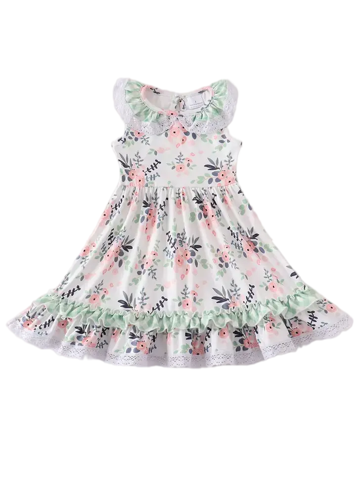 GFRD - Honeydew Green Floral Ruffle Dress Cadiz Boutique, Inc.