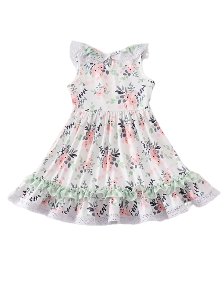 GFRD - Honeydew Green Floral Ruffle Dress Cadiz Boutique, Inc.