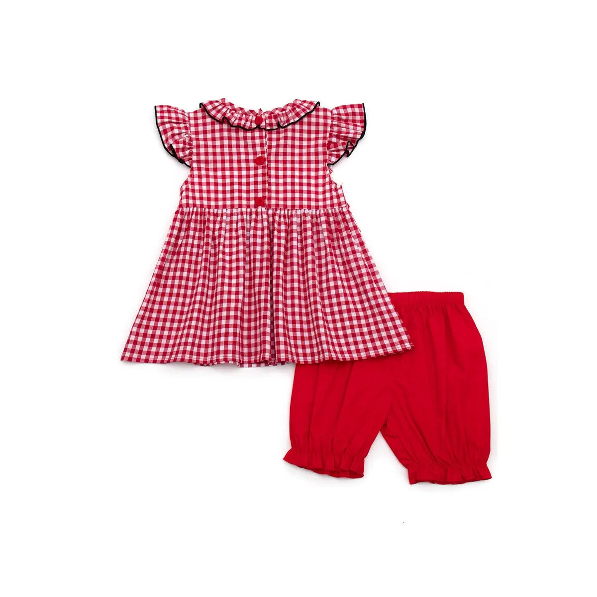 HDRS - Red gingham smocked Ruffle Shorts Set Cadiz Boutique, Inc.
